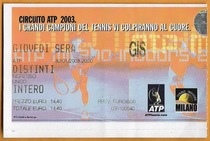 2003 Italy Milan ATP tennis tour indoor competition sports ticket collection Commemorative