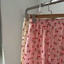 Summer sweet floral long and short pajama pants thin cute loose home pants Korean version cherry sauce anti-mosquito air-conditioning pants women