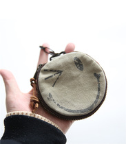 New Vini Retro Mini Wallet Genuine Leather Cute Smiley Face Zipped Coin Bag Bag Hang Accessories Small Hanging Bag Brief
