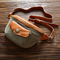 Retro washed old Canvas Bag Chest Bag Male headlining Bull Peel Large Capacity Diagonal Cross Pack Single Shoulder Backpack Tide Casual