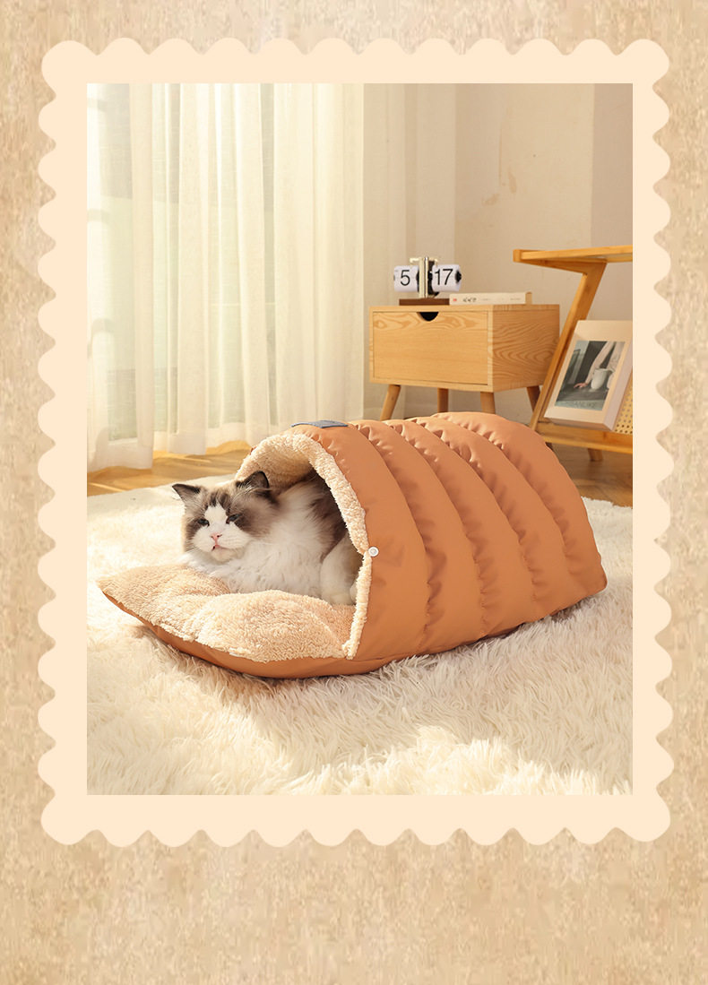 图片[17] - 半封闭皮革睡袋猫窝冬季保暖猫窝小型犬狗窝宠物窝垫子 - 语梦星球