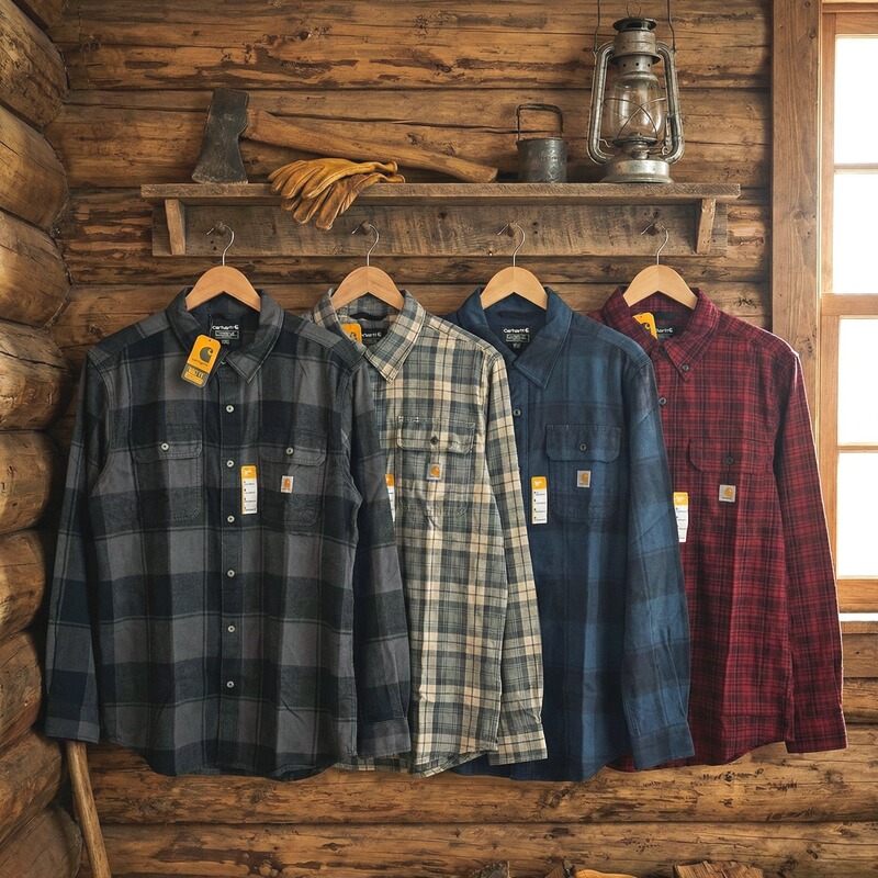 Carhartt Flannel Plaid Long-Sleeve Shirt Loose Workwear Washed Shirt for Men, Multiple Styles Collection