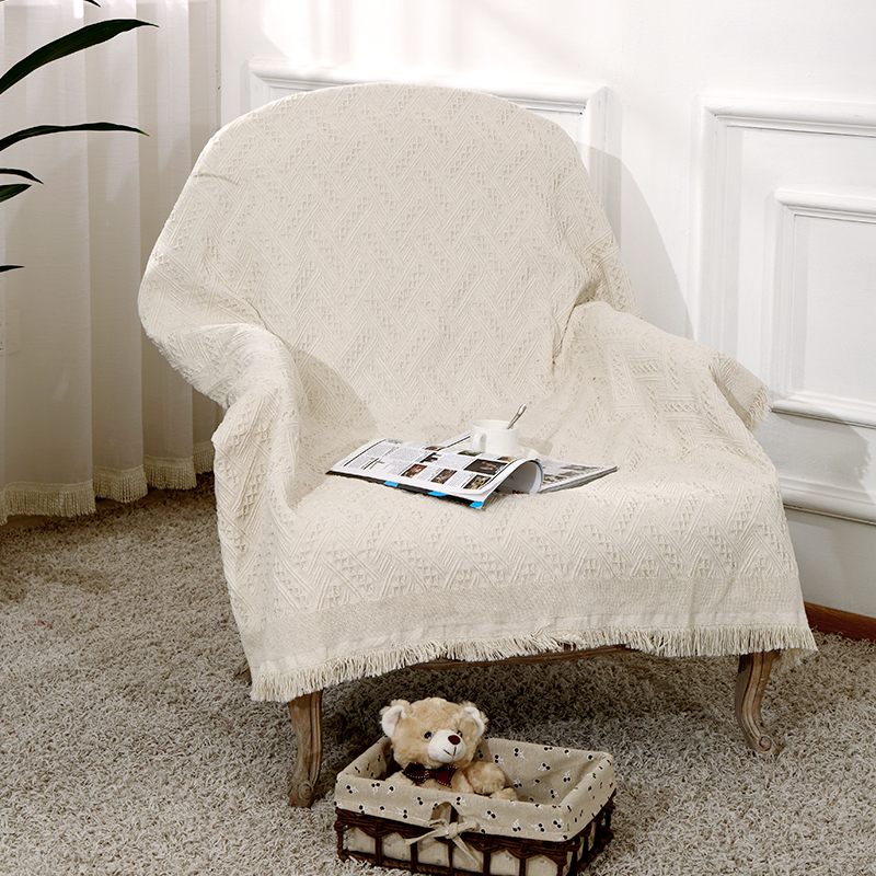 Nordic Pure Colored Cotton Knitted Sofa Towel Sand Release Living Room Cover Full Universal All Inclusive Dustproof