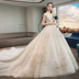 V Lord áo cưới 2020 mới cô dâu khí chương mỏng phong cách châu Âu hệ thống sen siêu cổ tích kéo lớn đuôi một vai nhỏ 