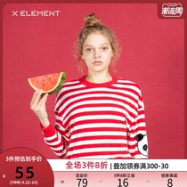Natural element spring new panda black and white striped long sleeve sweater student T-shirt pullover loose female