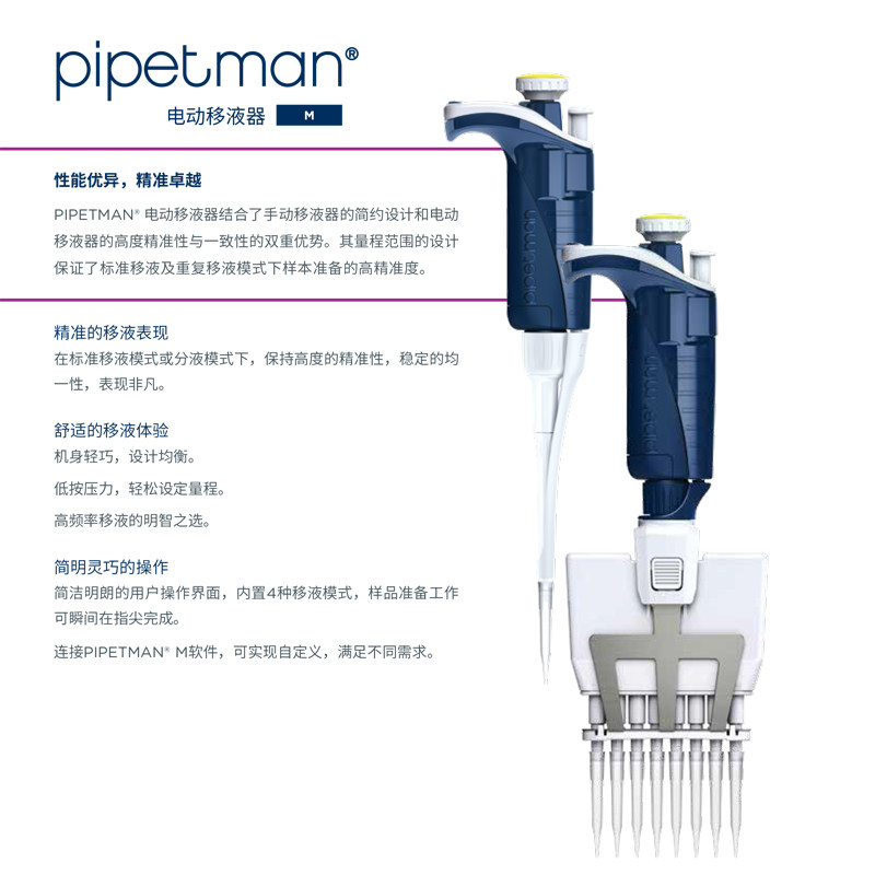 吉尔森电动移液器 Gilson PM型 0.5-10ml 商用实验室器材 单道八道