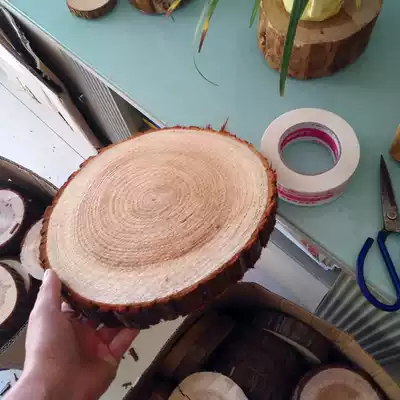 Fireplace decoration round wood log wood block DIY drawing round wood chip background wall decoration wooden stake ring wood chip customization