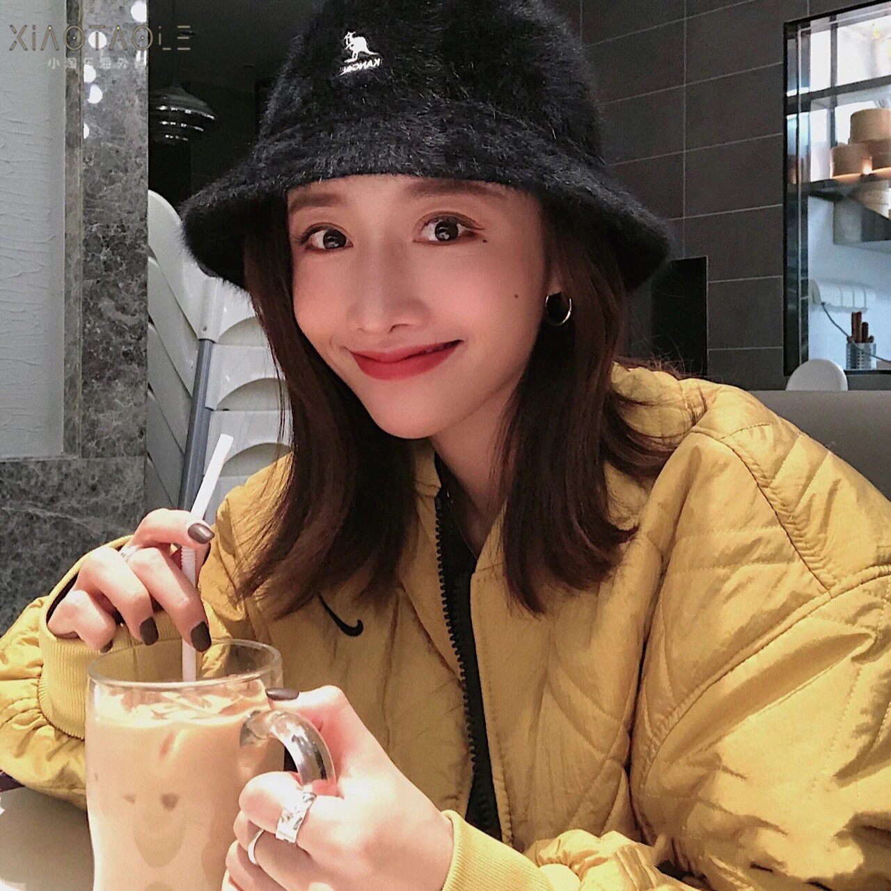 Japanese kangaroo kangol fisherman hat rabbit fur autumn and winter warm basin hat dome wild British plush hat