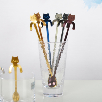 Creative 304 stainless steel cartoon can hang cute cat coffee spoon long handle mixing spoon dessert spoon coffee spoon