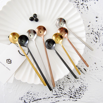 Korea 304 stainless steel dessert spoon coffee mixing spoon fruit yogurt soup spoon Western food round head small spoon
