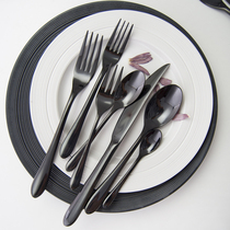 Stainless steel All Black steak knife and fork spoon fruit fork coffee spoon Western steak knife and fork set