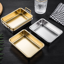 304 stainless steel rectangular with eardish metal tray Fried Chicken Pan Creative Nordic Snack Pan Snack dried fruit tray