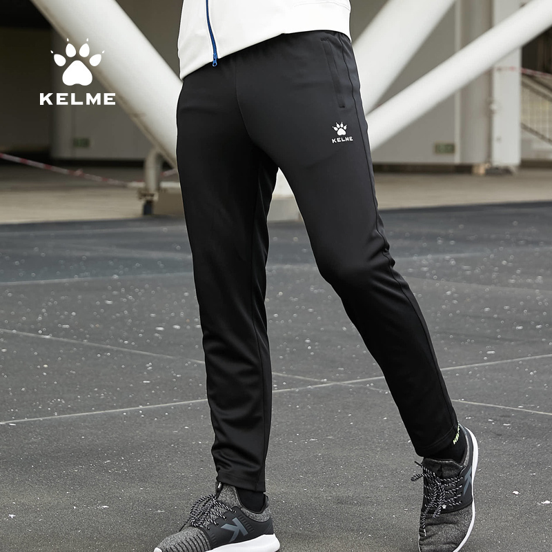 KELME Kalmei Football Training Straight Pants Slim Running Competition Sweatpants Black Sports Pants 3881340
