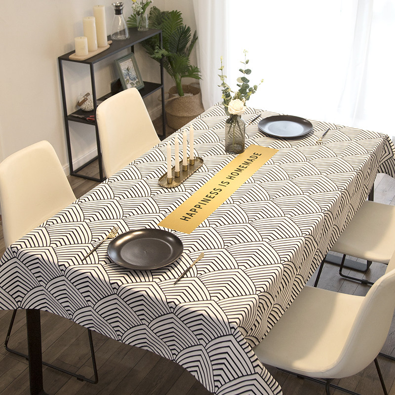 Personality Classic Wind modern minimalist geometric cotton linen waterproof and anti-hot tea table cloth New Chinese TV cabinet