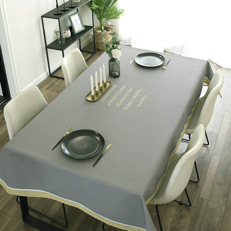 Simple modern gray solid color Western restaurant cotton and hemp high-grade dining table cloth fabric waterproof and oil-proof leave-in TV cabinet