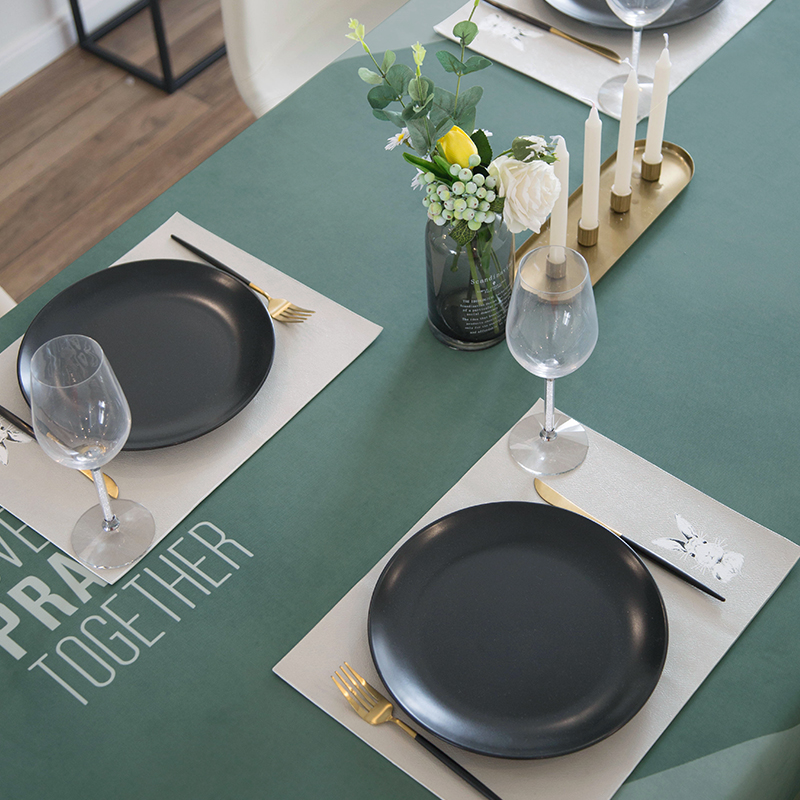 Plume New Thickened Nordic Thermal Insulation Leather Western Dining Table Mat Bowl Mat Waterproof Anti-Grease Anti-Burn Dinner Plate Cushion Dining Mat