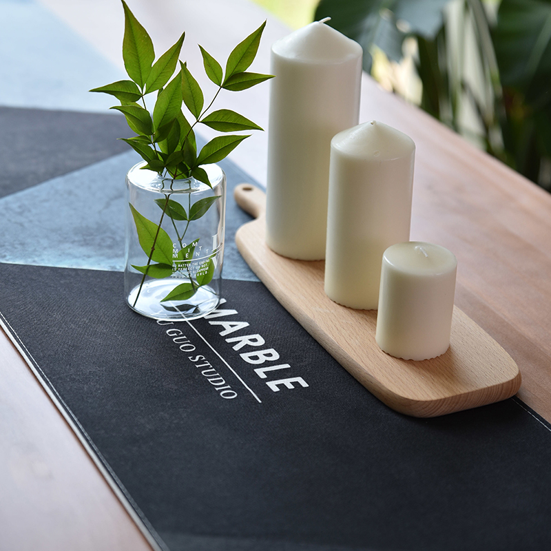 Yuguo Nordic cotton and linen marble geometric table flag table decoration scarf TV cabinet side cabinet bedside cabinet bed flag