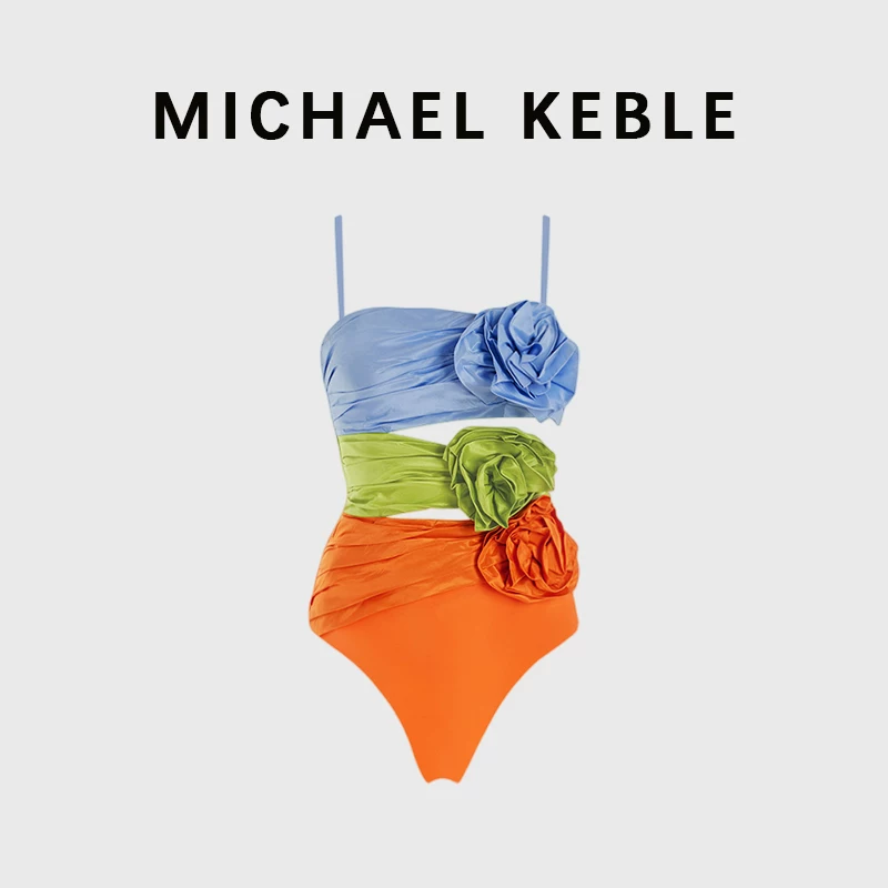 Французский купальник-цельный MICHAEL KEBLE для женщин, впечатляющий контрастный цвет, открытая подвеска, купальник на горячей весне