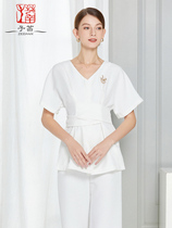 Spring short sleeve beautician work clothes women high-end beauty salon health Hall Club Foot Foot Bath technician suit