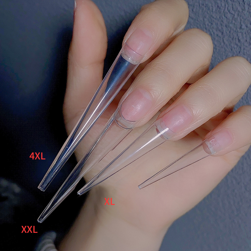 Transparent Fake Nail Patches for Nail Art, Dance Competition, Stage Performance, Extra-Long Ghost Nail Tips, Seamless Shallow Application, No Trace
