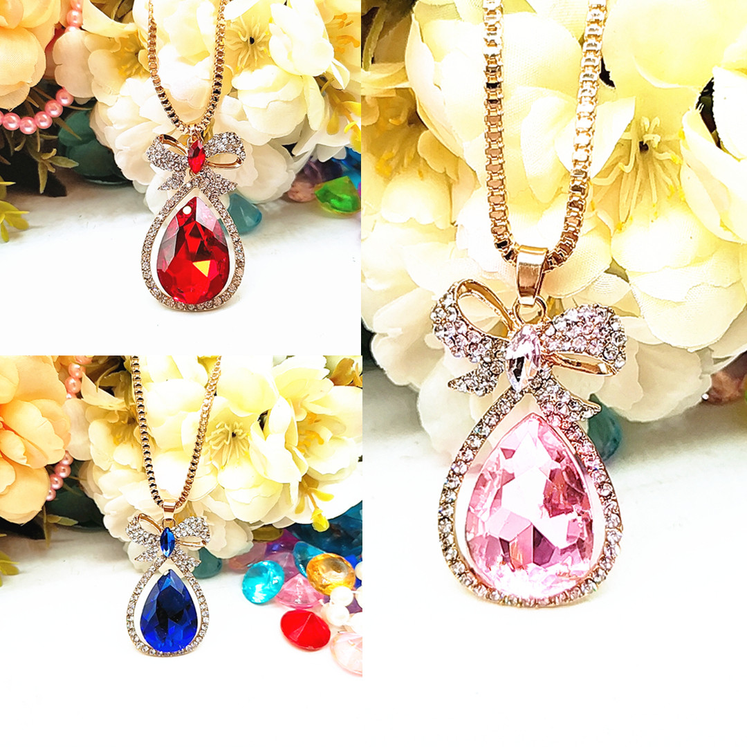 Kids Gem Necklace Magic Crystal Girl Princess Elsa Sophia Diamond Frozen Jewelry Sweater Chain