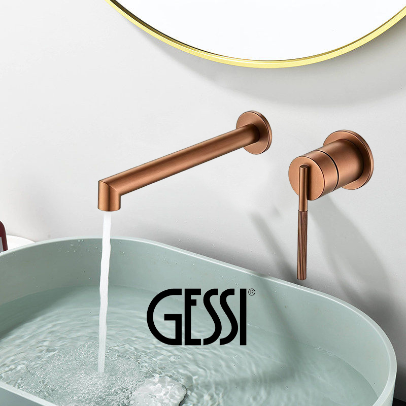 Gessi Italian All-Copper Concealed Wall-Mounted Bathroom Sink Faucet for Above and Below Counter Basins