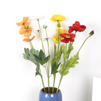 New simulation silk flower Flower Flower flocking poppy wedding simulation fake flower wedding iron props decorative flower