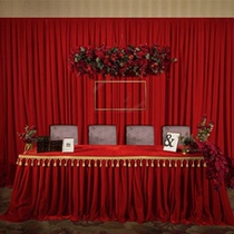 Wedding new long tablecloth wedding arrangement sign-in table set apron high-end 2 times fold fold table cloth