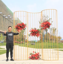 New wedding props iron lines semicircular curved screen wedding stage scene arrangement props decoration ornaments