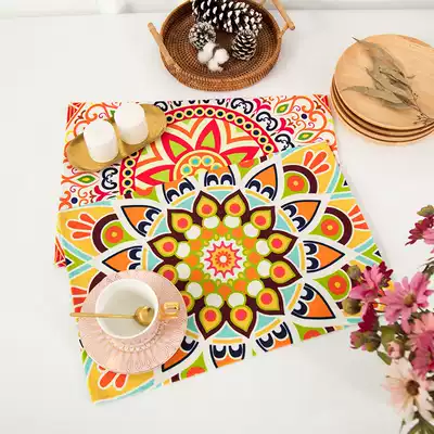 Cool insulation cotton malted Mat National style one hundred small table mat anti-scalding bowl mat square waterproof mat Western restaurant