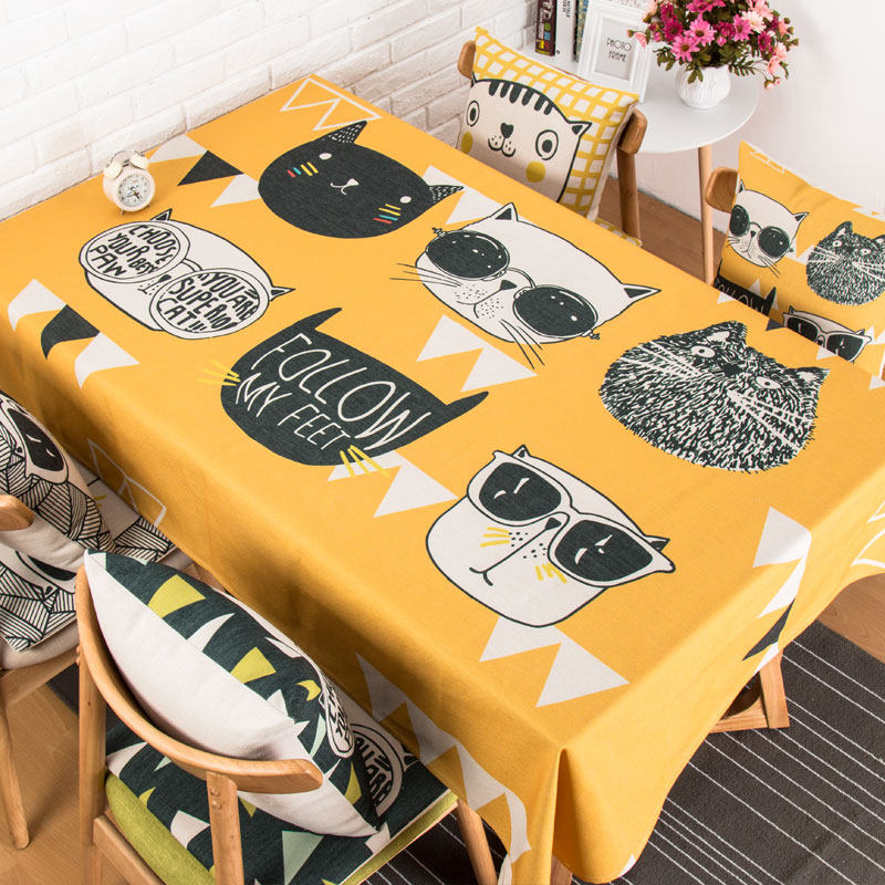 Nordic creative personality trendy cat tablecloth ins fresh living room rectangular square small round table bedside table cover cloth