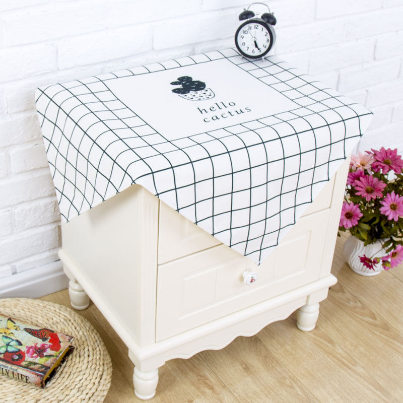 Nordic minimalist ins cotton linen bed head cabinet cover cloth waterproof washing machine cover towels table cloth microwave fridge cover 
