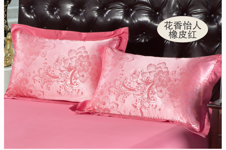 gối satin jacquard lụa châu Âu đơn mát mẻ vào mùa hè và gối bông ren cưới đỏ vài một cặp miễn phí vận chuyển - Gối trường hợp goi cao su non