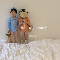 Han Fan Childrens bathing suit girl long sleeve female baby sun protection swimming clothes for children conjoined toddler beach bathing suit