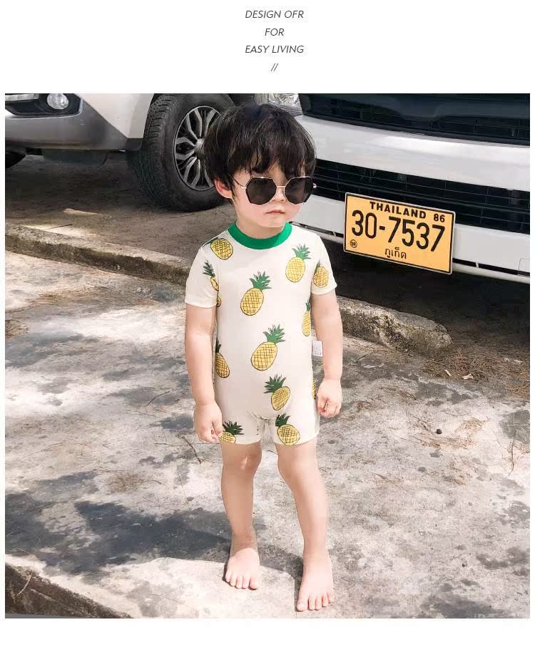 Hàn Quốc ins baby dứa dễ thương áo tắm một mảnh nam giới nhỏ bé chống nắng mùa xuân nóng tay ngắn lướt quần áo phù hợp với thủy triều - Bộ đồ bơi của Kid đồ bơi bé gái tay dài