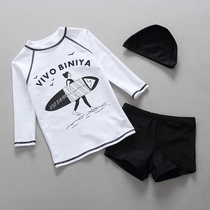 Hot spring new Han Fan childrens swimsuit Boys handsome long-sleeved beach sunscreen hot spring split quick-drying surf suit