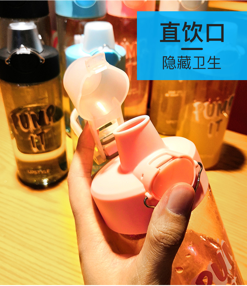 Mùa hè xách tay đơn giản cốc nước nhựa nữ sinh viên Hàn Quốc dễ thương chống rơi dung tích lớn - Tách bình giữ nhiệt