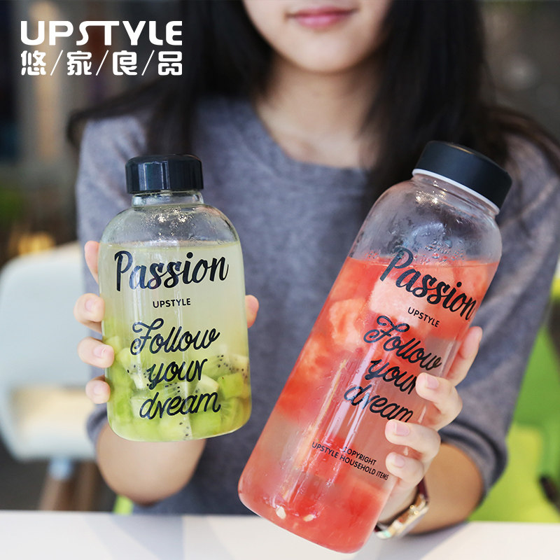 Net Red Glass Cups Korea Cute Juice Cups Schoolgirls Transparent Water Cup Home Tea Cup Fresh portable water bottle