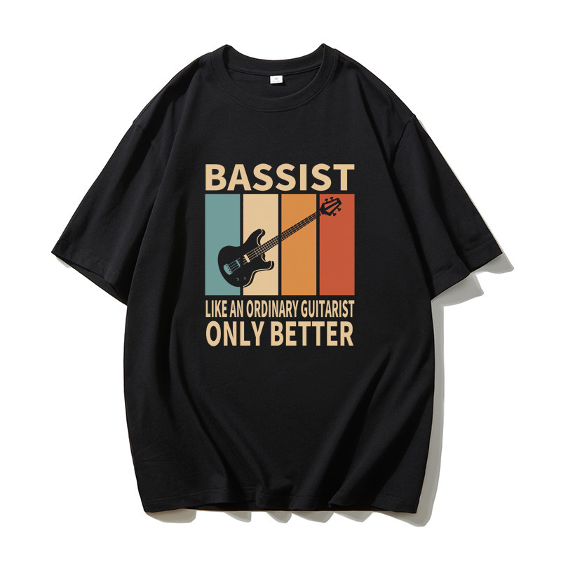 Bassist Bass Player Is Like a Guitarist Music Short-Sleeved T-Shirt Rock Band Hip-Hop Pure Cotton Short-Sleeved Unisex Summer Bassist Bass Player Is Like a Guitarist Music Short-Sleeved T-Shirt Rock Band Hip-Hop Pure Cotton Short-Sleeved Unisex Summer
