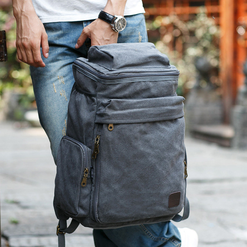 Han Edition Men's Bag Large Capacity Casual Double Shoulder Bag Travel Retro Canvas Man Bag College Student Bag Computer Bag