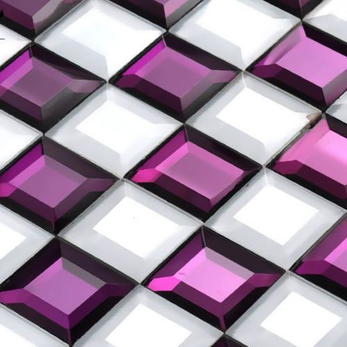 Стеклянная белая красная мозаика, зеркальный эффект