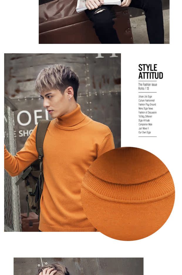 Mùa đông mới áo len cổ cao áo len nam cộng với phân bón XL Thanh niên Nhật Bản Quần áo mỏng đáy quần thủy triều người béo áo sơ mi nam