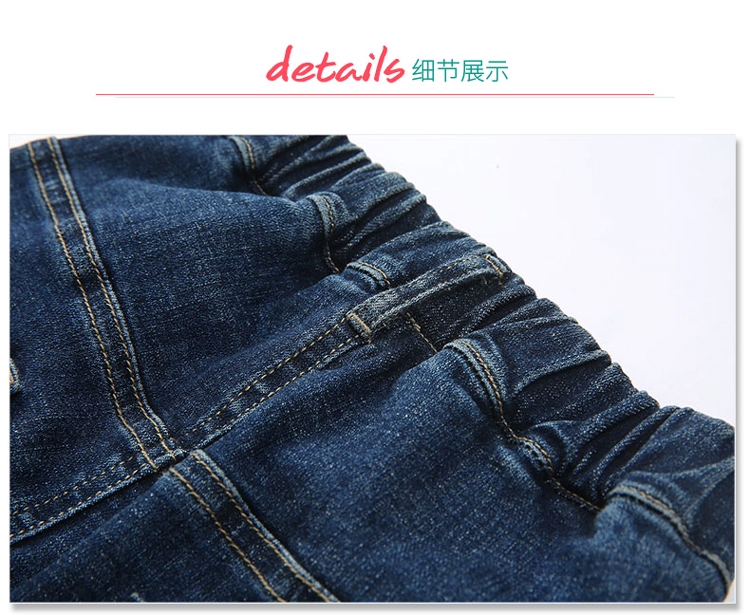 Zhongda trẻ em 7 trẻ em 8 bé trai quần denim mùa thu và mùa đông đôi cộng với nhung dày 9 bé trai quần jean 10-15 tuổi short jean bé trai