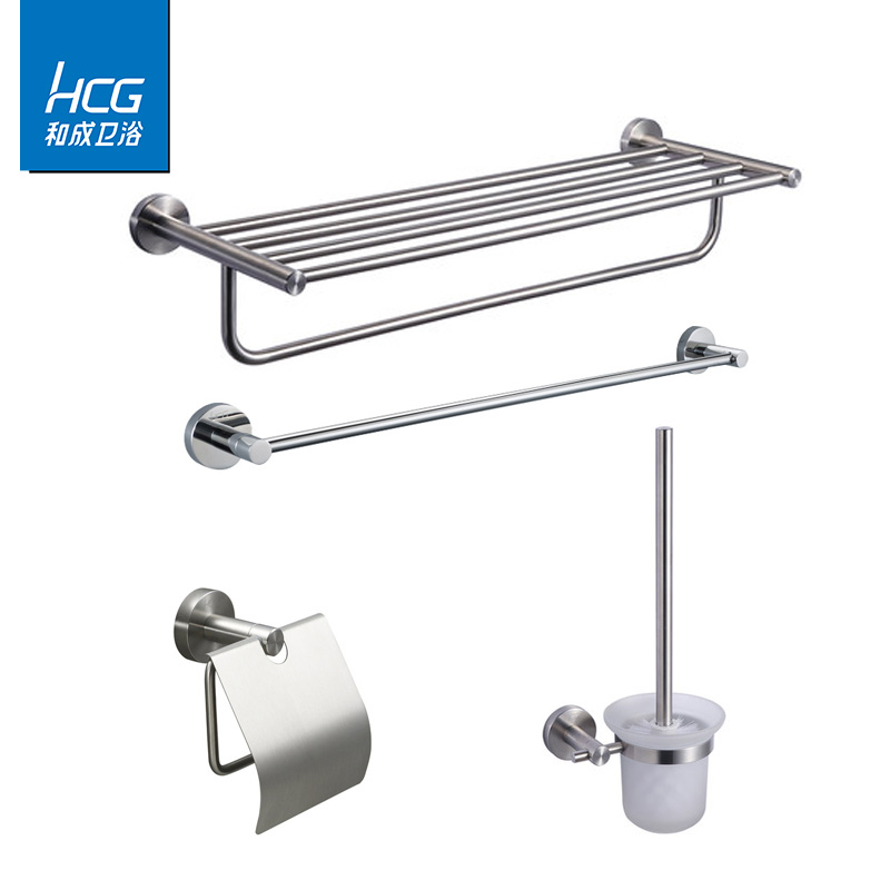 Hecheng bathroom HCG towel bar toilet paper rack shelf Stainless steel brushed hardware four-piece set 33 series