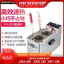 A good double-headed noodle cooker Commercial electric soup noodle pot Noodle shop Convenience store Desktop small stainless steel soup powder Malatang