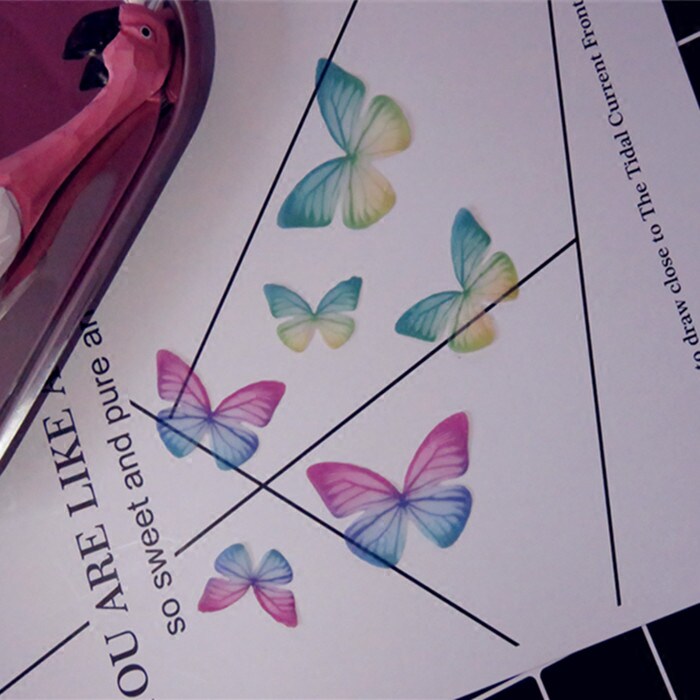 New shocking gradient simulation tulle butterfly wings diy soft sister jewelry earrings hair accessories material butterfly wings