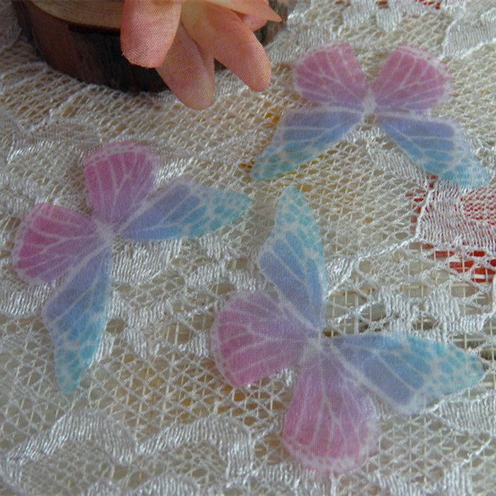 Two-color gradient simulation tulle butterfly wings handmade bridal earrings headdress hairpin jewelry accessories material 11