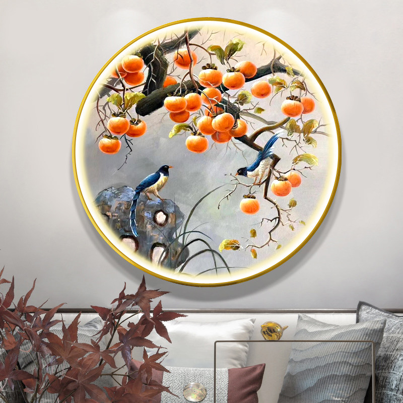 Event Ruyi Tomato Painting New Chinese Round Xuanguan Decoration Painting Pure Hand Painted Oil Painting Dining Room Book House Modern Hanging Painting