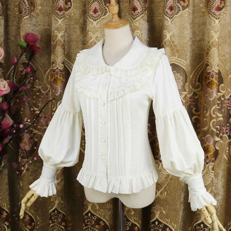 Original Spring and Autumn New Lolita Doll Collar Chiffon Jsk Inner Shirt, Lamb Sleeve Lace Shirt