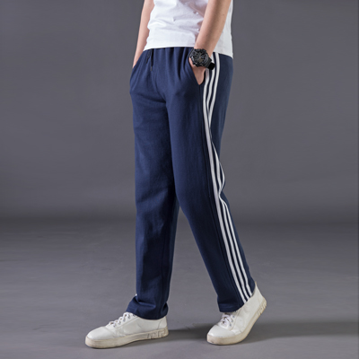 Pocket zippered sweatpants nam lỏng thẳng thẳng dòng quần kích thước lớn quần dài quần mùa xuân bình thường của nam giới